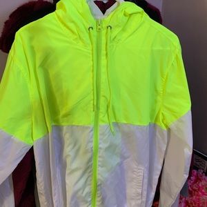 Neon yellow windbreaker